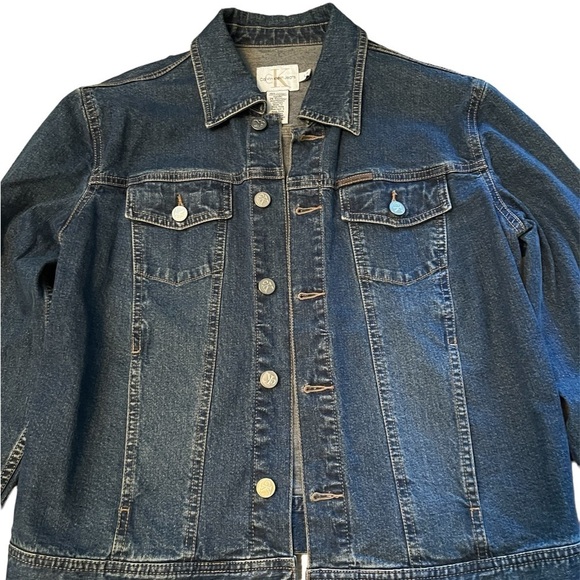 Calvin Klein women’s Trucker Jean Jacket Denim Blue Large - Picture 3 of 7